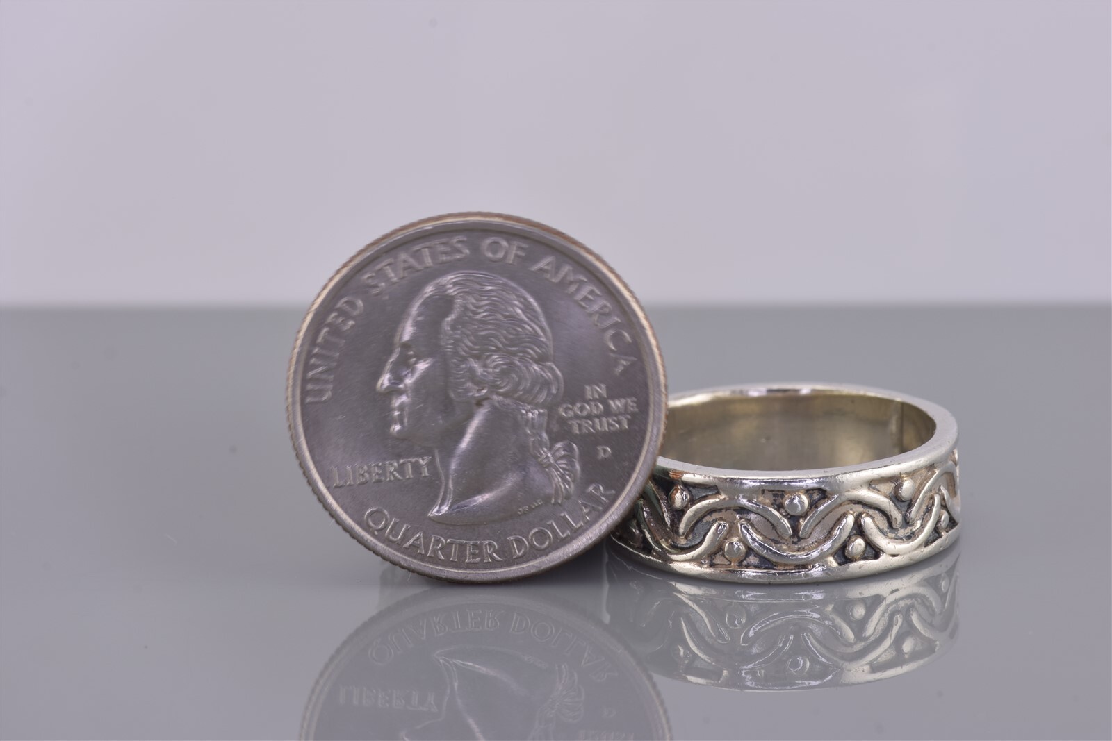 Sterling Silver Oxidized Carved Pattern Eternity … - image 8