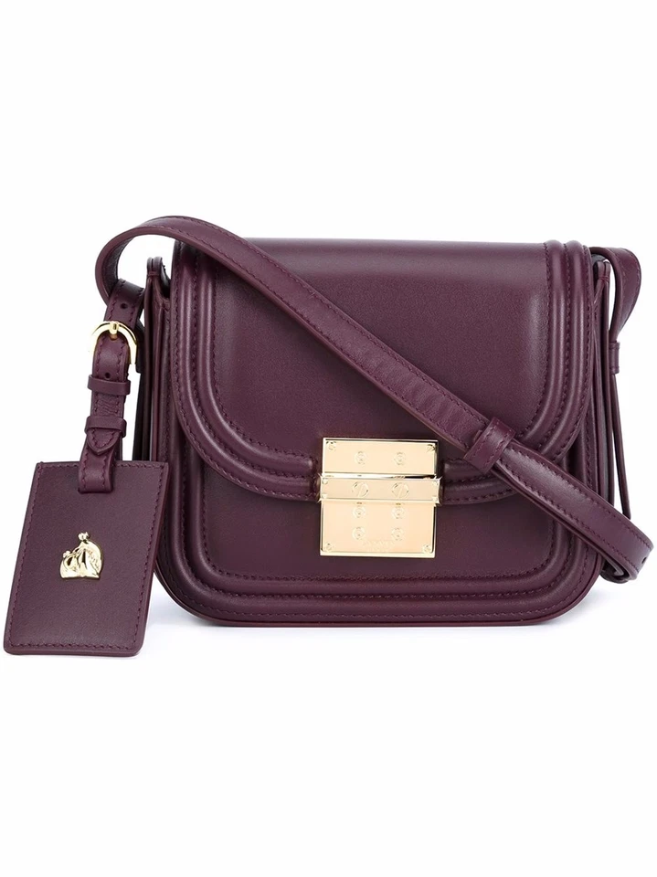 NWT Authentic Lanvin mini Lala crossbody leather bag eggplant, plum calf leather