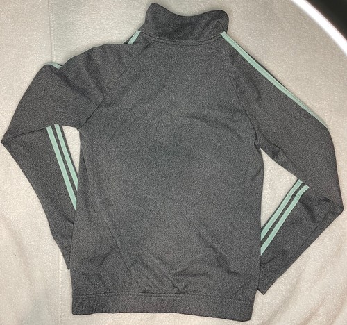 Adidas Jacket Womens Size Small 8-10 Gray With Light Green Stripes - Picture 6 of 6