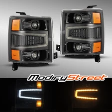 Fit 14-15 Chevrolet Silverado 1500 LUXX-Series Projector Headlights Alpha Black
