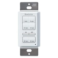 Countdown Timer Switch Bathroom Fan Timer 1-5-10-15-20-30 Min Preset in-Wall ...