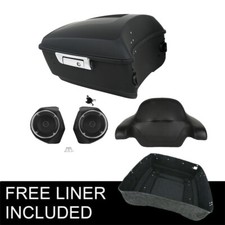 Matte Black King Trunk Backrest Speakers Fit For Harley Road Glide King 14-26