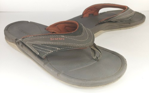 SIMMS Men's Atoll Flip Flop Sandals Size 11M 44E Gray Orange Fly Fishing |  eBay