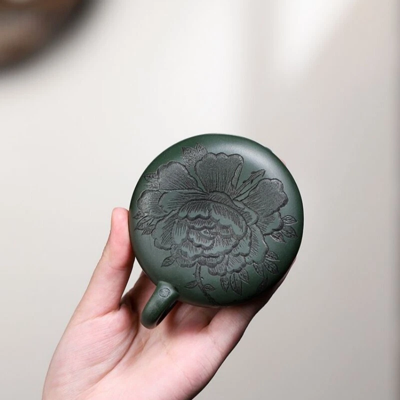 Tetera Completa Hecha a Mano Floral Tallada Real Yixing Zisha Arcilla Verde Olla Maestra Nueva Foto 2 de 4