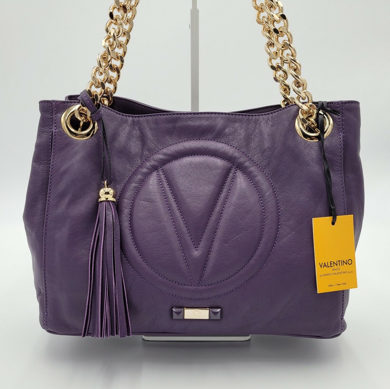 Afstå diakritisk antik Valentino by Mario Valentino Luisa Purple Leather Shoulder Bag Made in  Italy | eBay