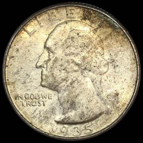 1935 Washington Quarter AU+ Almost Uncirculated Better Date 25C Toned Coin A307
