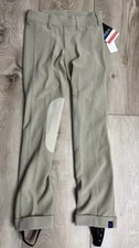 Irideon Kids Cadence Knee Patch Breeches Equestrian Khaki Stretch Size M NEW