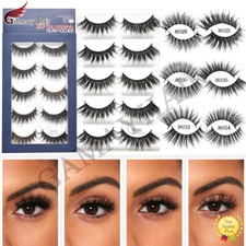 3D Faux Mink Fake Eyelashes Natural Thick Fluffy Black False Eye Lashes 5 Pairs