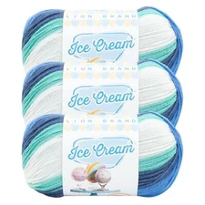 (3 Pack) Lion Brand Yarn 923-255E Ice Cream Yarn, Baseball Nut
