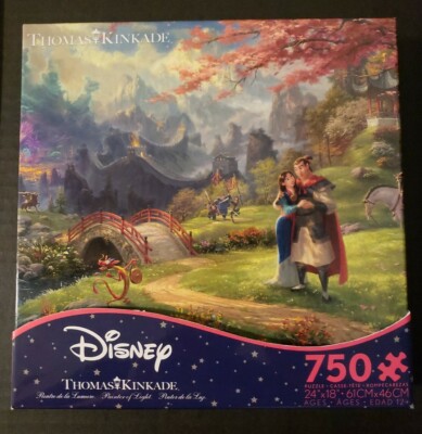 Disney Thomas Kinkade Mulan Blossoms of Love 750 Pieces Puzzle Ceaco BonusPoster