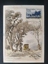 ALGÉRIE CARTE MAXIMUM TIMBRE N° 294 JOURNÉE DU TIMBRE 1952 OBLIT SIDI BEL ABBÈS