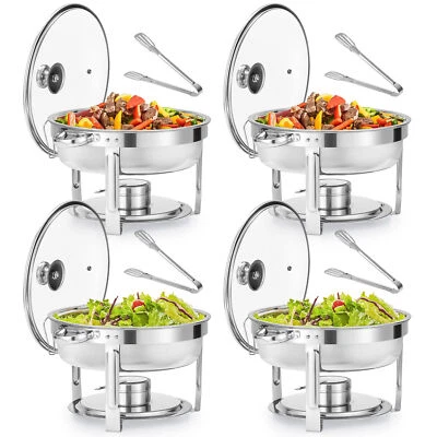 Wilprep 6qt 5.5L Chafing Dish Buffet Set of 4 Stainless Steel Food Warmers Party