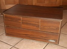 Vtg TEAC Woodgrain 77 Cassette Tape Storage 4 Drawer Holder Made in Japan 1970's