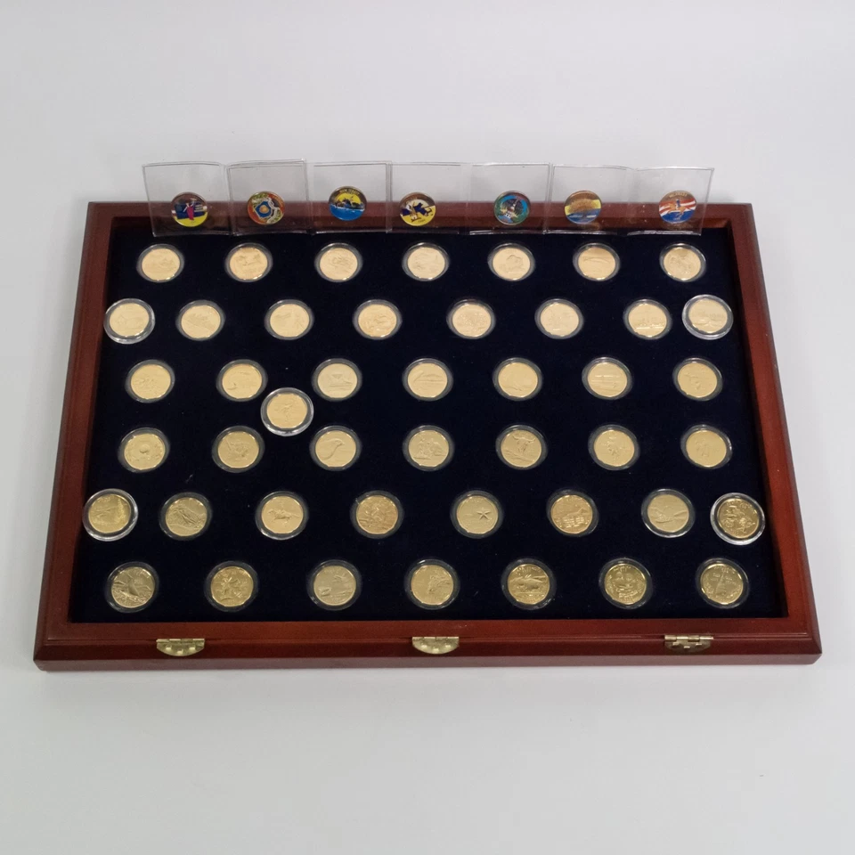 45 Statehood Quarter Dollars 24KT GOLD Layered Edition With 7 Colorized Quarters - Image 3 of 4