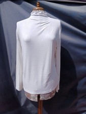 Women's Long Sleeve White Ribbed Shirt Top Under Shirt