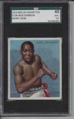 1910 T218 Mecca Cigarettes Boxing Jack Johnson (Front View) - SGC 45