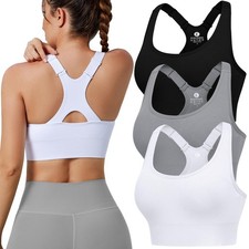 Adjustable Sports Bras for Women 3/4 Pack Racerback High Support Bras Padded ...