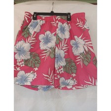 Lands End Mens Swim Trunks XL 40-42 Pink Tropical Hibiscus Floral Board Shorts