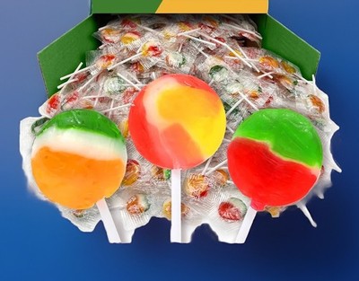 100  Tiger Fruity Pops Assorted Fruit Flavored Hard Candy Lollipops In BULK