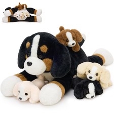 Bernese Mountain Dog Stuffed Animal,24 Inch Mommy Dog Plush with 4 Puppies,5-...