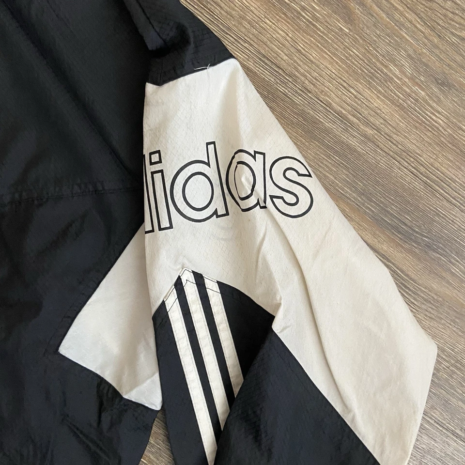 Jaqueta Adidas Vintage Anos 90 Color Block 3 Listras Quebra-Vento Zíper Completo Masculina Grande - Imagem 3 de 4