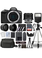 Canon EOS R50 Mirrorless Camera Black  3 Lens Kit 18-45mm  32GB  Flash  More