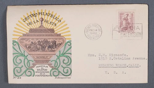 MayfairStamps Argentina FDC 1946 Unknown Soldier of Independence First Day Cover