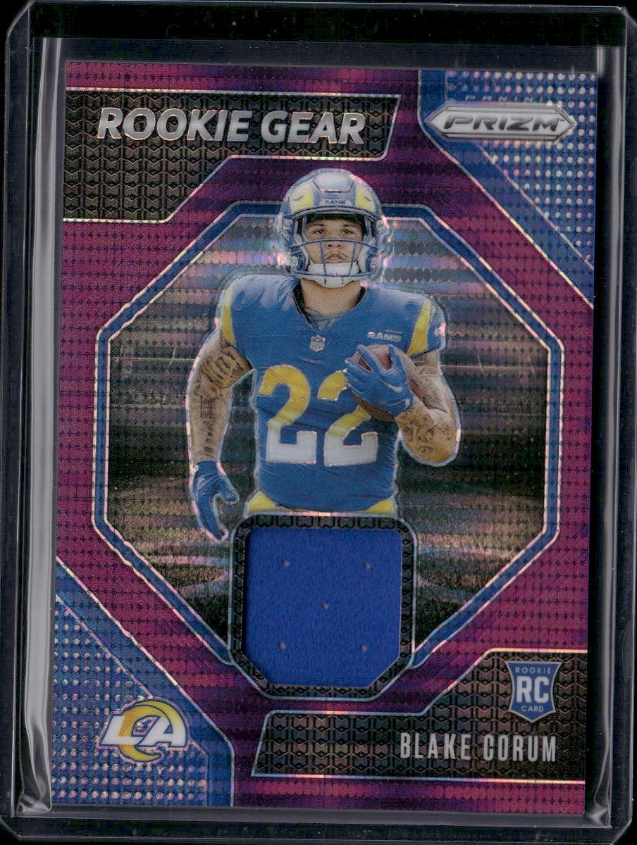 2024 Panini Prizm #RG-BCM Blake Corum Rookie Gear Purple Pulsar