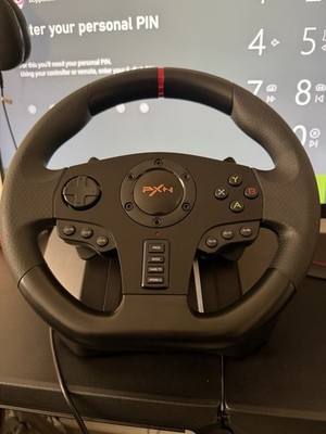 PXN V9 V900 Racing Wheel w/ Pedals, Wired Black for PC PS4 Xbox