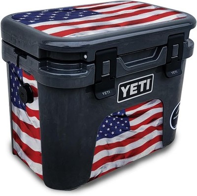Skin Compatible with Yeti Roadie 15 Hard Cooler - American Flag - Premium 3M Vin