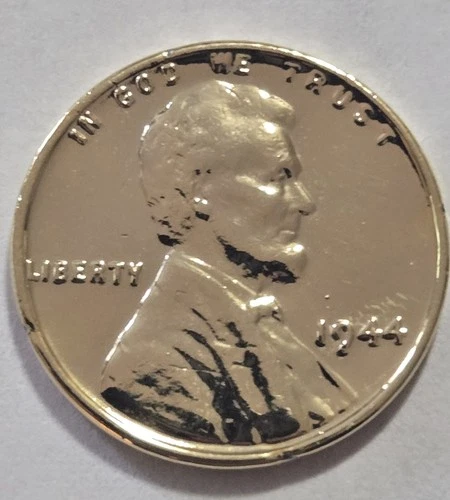 1944 P Lincoln Wheat Cent Penny 1c Fine Details - 24k Gold Plated