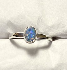 Australian Opal Doublet Ring 925 Sterling Silver Size 8