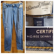 Universal Thread Mid Rise Skinny 8 29R Distressed