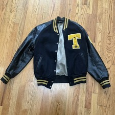 Vintage 1965 Varsity Letterman Jacket Black and Gold/Yellow Men’s Large 60s