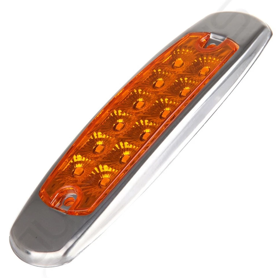 10 PIEZAS ÁMBAR LED SEÑAL DE GIRO SEPARACIÓN LUZ MARCADORA LATERAL CROMADA PARA REMOLQUE Foto 4 de 4