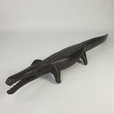 Vintage Hand Carved Wooden Crocodile Alligator Ebony Wood Sculpture 