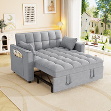 Sleeper Sofa Couch w/Pull Out Bed, Modern Velvet Convertible Sleeper Sofa Bed, S