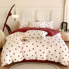 Heart Duvet Cover Queen 3 Pieces Romantic Girls Cute Bedding Set Red Love Heart