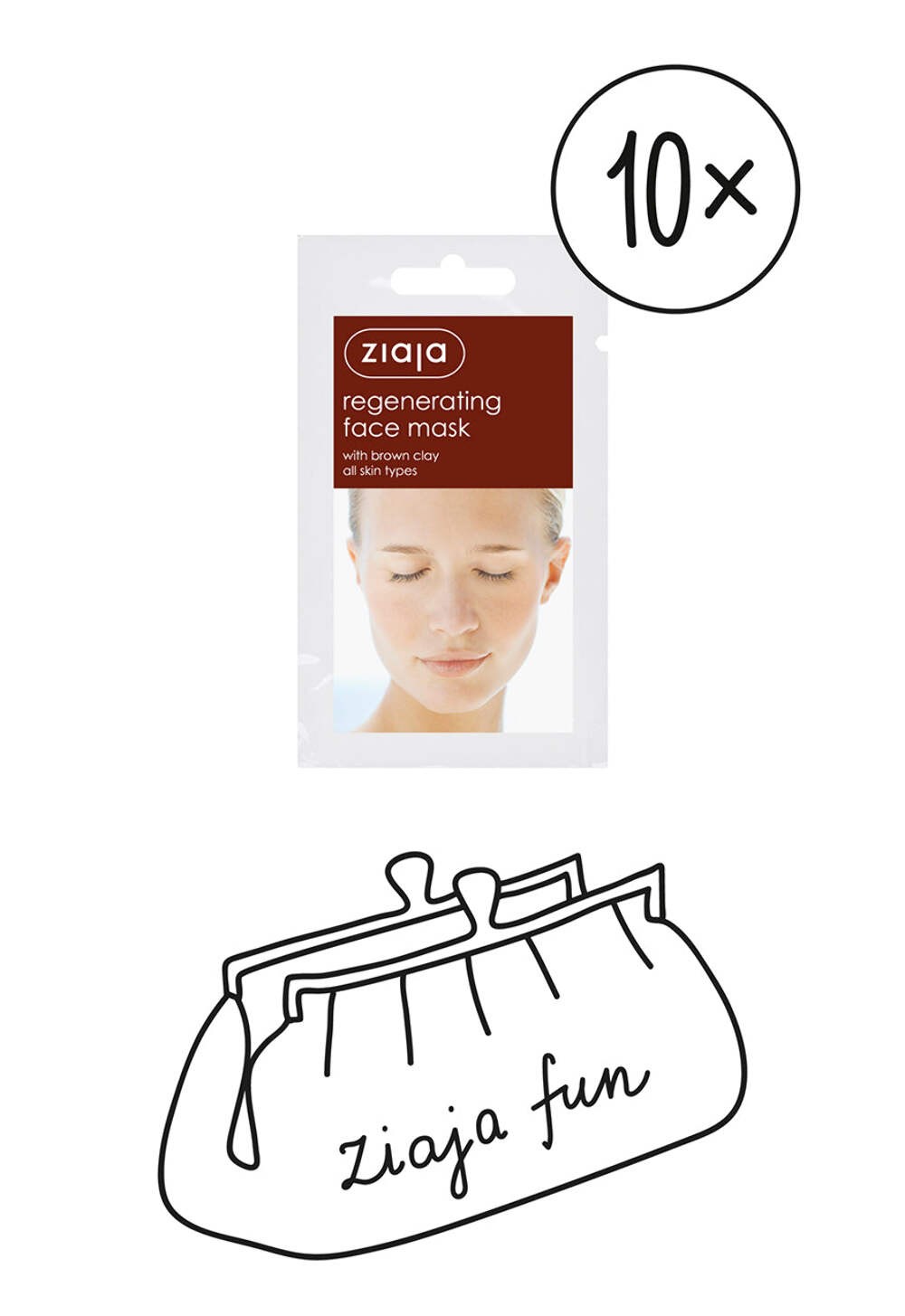 10 X Ziaja Regenerating Face Mask With Brown Clay/Sachet 7ml