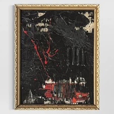 Original Framed Mixed Media Abstract Art Painting Collage 8x10 "Econo"