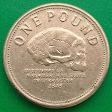 2013 £1 coin Discovery of Neanderthal Skull in Gibraltar 1848 One Pound Coin Hun