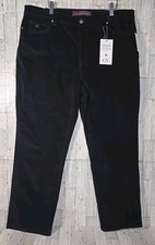 Gloria Vanderbilt Corduroy Pants 18 SHORT Black Amanda Jeans NEW