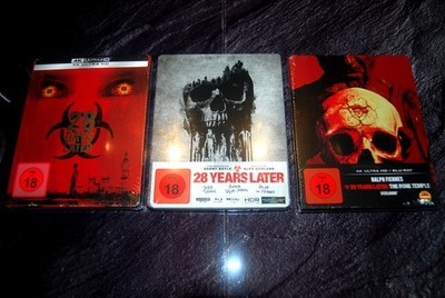 28 DAYS LATER + 28 YEARS LATER + THE BONE TEMPLE 4K UHD STEELBOOK FSK18 NEU&OVP