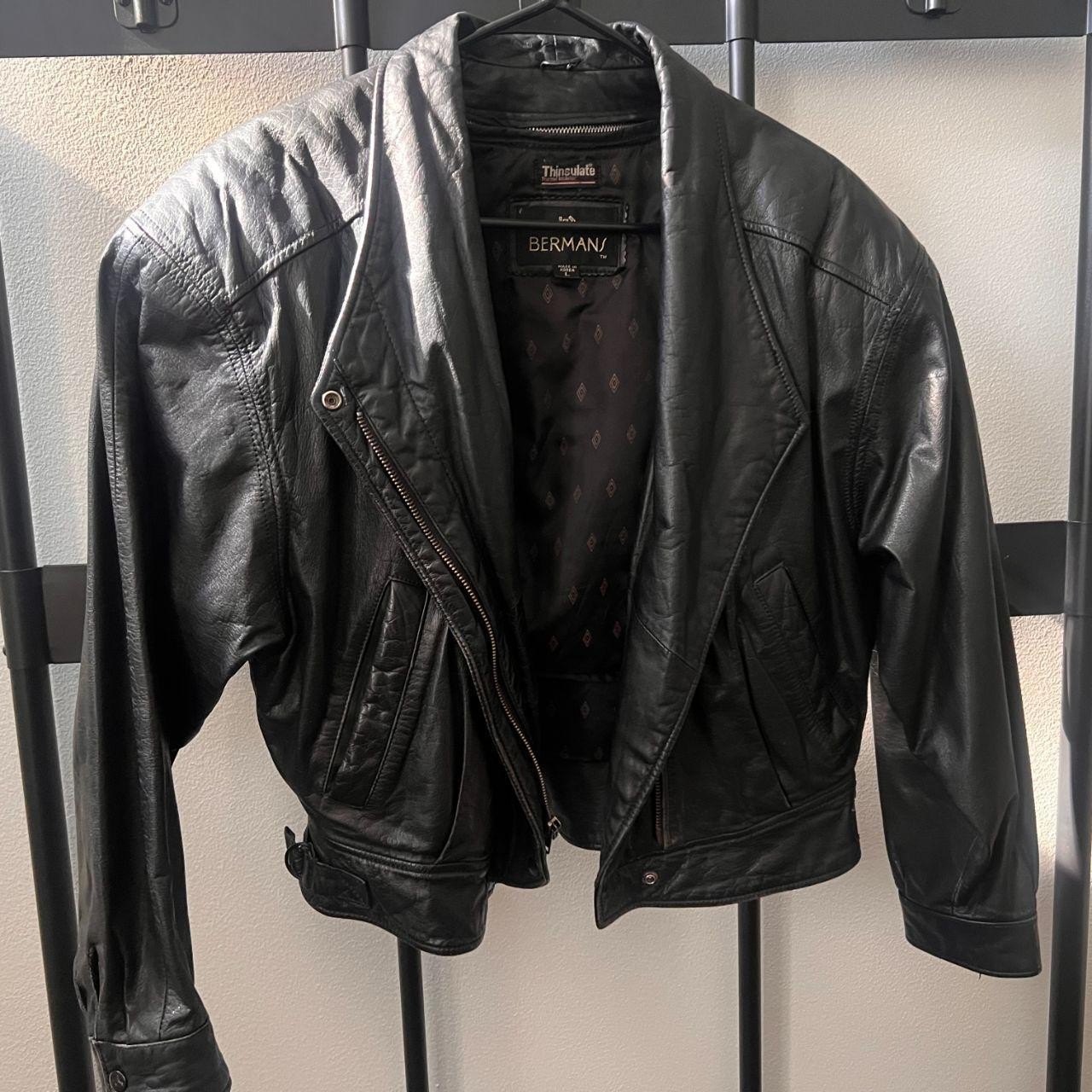Black Leather Motorcycle Cropped jacket