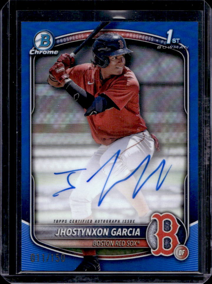 2025 Bowman Jhostynxon Garcia Chrome Auto Blue Refractor 1st Prospect #11/150