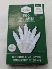 300 Cool White Mini LED Lights with White Wire Indoor/Outdoor Holiday Time NEW 
