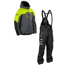 Fly Racing Carbon Snowmobile Jacket & Bib Combo -  Hi-Vis/Black/Grey - Small