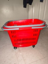 50L Four Wheel Plastic Rolling Shopping Basket Used - FREE SHIPPING P