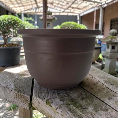 VTG Chinese Yixing Zisha Bonsai Pot Tokoname Japanese Round Unglazed Planter 9''