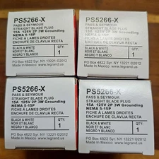 Lot of 4 Pass & Seymour PS5266-X 15A 125V Straight Blade Plugs. Free Shipping